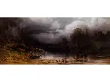 Gewitterstimmung an Einem Bayerischen Voralpensee by Eduard Schleich d. Ä., oil on paper, sold Sep 2015