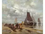 Fischverkauf am Strand by Desire Thomassin, oil on canvas, offered Jun 2023