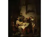 Ein Ritter als Gast bei Dominikanermönchen by Eugen Hess, oil on canvas, sold Sep 2018