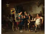 Im Wirtshaus by Adolf Humborg, oil on canvas, sold Mar 2024