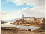 Deutsche Festungstadt an Einem Fluss by Kasparus Karsen, 1810 – 1896, oil on panel, offered Dec 2019