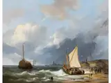 Schiffe auf der Zuiderzee by Cristiaan-Lodewyk-Willem Dreibholtz, oil on panel, sold Sep 2023