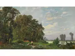 Spaziergang am Ufer des Tibers by Hermann David Salomon Corrodi, oil on canvas, sold Jun 2026