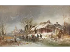 Schneetreiben by Anton Doll, oil on panel, offered Dec 2025