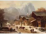 Patenkirchen im Winter vor Alpenkulisse by Anton Doll, oil on canvas, sold Jun 2023