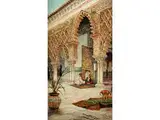 Der Innenhof der Alhambra by José Montenegro Capel, ca. 1853 Cádiz – 1929 Jerez de la Frontera, oil on canvas, offered Dec 2018