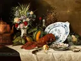 Grosses Stillleben mit Hummer und Austern by Otto Goldmann, oil on canvas, sold Jul 2015