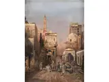 Orientalische Stadtansicht by L. Urban, oil on canvas, sold Mar 2023