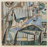 Une nature morte à la lune du jour by Jean Dallaire, 1947, gouache on paper, sold Jul 2022