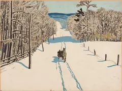 Country Road by Thoreau MacDonald, silkscreen on paperboard, sold Jun 2022