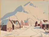Indian Village by Dorothy Williams, silkscreen on paperboard, sold Jun 2022