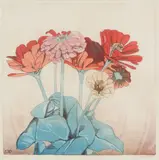 Zinnias by Walter J. Phillips, woodblock print on paper, sold Jun 2022