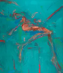 Rojo by Graham Coughtry, oil on canvas, sold May 2022