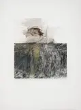 Not high but high enough - high enough. But the moment came when to-gether they went down into the same trouph [sic] and in this trough they finally met by Betty Goodwin, 1994, mixed media and collage on Mylar, sold May 2022