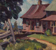 The Old Farmhouse by Jack Bush, 1930, oil on board, sold May 2022