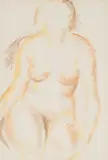 Nude in Yellow & Brown by Lionel LeMoine FitzGerald, watercolour on paper, sold May 2022