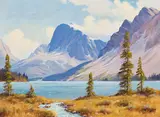 Bow Lake by Roland Gissing, 1965, oil on canvas, sold May 2022