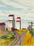 Elevators near Winnipeg by Paul Rand, oil on canvas on board, sold May 2022