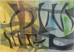 Ohne Titel by Theodor Werner, 1958, Öl und Bleistift auf Schoellershammer-Karton, sold Feb 2021