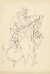 Trompetender Hahn by Jeanne Mammen, Um 1939, Bleistift auf Transparentpapier, sold May 2022