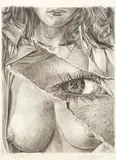 Ein Auge dazwischen by Fritz Köthe, 1979, Grafit und Kohle auf Velin, sold Aug 2022