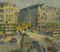 Berlin, Tauentzien - Ecke Nürnberger Straße by Robert Emil Stübner, 1928, Öl auf Leinwand, sold Aug 2022