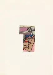 Ohne Titel by C. O. Paeffgen, 1980, Filzstift und Gouache über Farboffset auf Papier, montiert auf Papier, sold Apr 2023