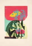 Rote Blüte by HAP Grieshaber, 1958, Farbholzschnitt auf Papier, sold Jan 2022