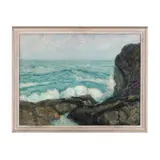 Waves Crashing on a Rocky Shoreline by William Carlford Dalton, Oil on canvas (lined), sold Jan 2025
