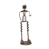 Found Iron Sculpture of a Man by Riley Foster, Cut and welded assemblage of found iron tools and fragments, sold Jan 2025