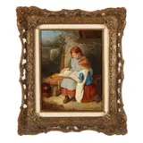 Children Reading by David Hardy, Oil on panel, sold Dec 2024