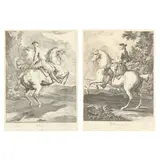 Gallop to the Left / Pallotada to the Right (Two Works) by Johann Elias Ridinger, Etching and engraving on hand-made paper, sold Dec 2024