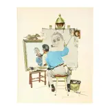 Triple Self-Portrait by Norman Rockwell, Collotype in colors on Rives paper, sold Dec 2024
