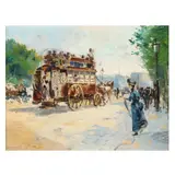 L'Omnibus, Paris by Georges Stein, Oil on mahogany panel, sold Dec 2024