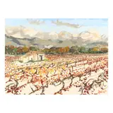 Cabanon et Vignes en Automne by Gérard Isirdi, Mixed media on panel, sold Dec 2024