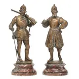 Two Renaissance Soldiers by Emile Guillemin, Silvered bronze, sold Dec 2024
