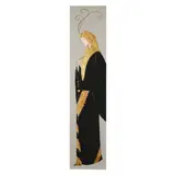 Woman with Plumed Hat by Stephen White, Oil and gold leaf on birch panel, sold Dec 2024