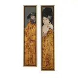 Two Paintings of Women by Stephen White, Oil and mixed media on panel, sold Dec 2024