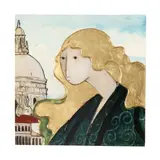 Lady Before a Church Dome by Stephen White, Oil and metallic paint on panel, sold Dec 2024