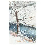 Cardinal in the Snow by William Mangum, Watercolor and gouache on paper, sold Dec 2024
