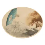 Woman Reclining with Parasol by Louis Icart, Etching with aquatint in colors and additional hand coloring, sold Dec 2024