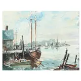 Gloucester Harbor by James K Bonnar, Watercolor and gouache on paper, sold Dec 2024