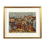 Village Scene of Rouen with Figures by Gen Paul, Oil on canvas, sold Dec 2024