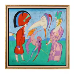 Carnival at St. Petersburg: La Femme Mysterieuse by Mihail Chemiakin, Oil on canvas, sold Dec 2024