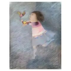 Girl with Birds by Graciela Rodo Boulanger, Pastel on paper, sold Dec 2024
