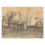 Speight House Outbuildings by Francis Speight, Charcoal and whitening on paper, sold Dec 2024