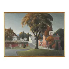 Pocketknife Square, Lakeville, Connecticut by Thomas Adrian Fransioli, Oil on canvas, sold Dec 2024