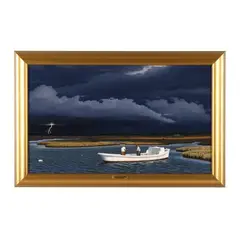 Fishing Up a Storm by Jack Saylor, Oil on canvas, sold Nov 2024