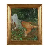 After the Hunt by Switbert Lobisser, Oil on canvas (lined), sold Nov 2024