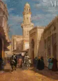 Khanqah du sultan Baybars II by Károly Cserna, Huile sur toile d'origine, sold Jun 2025